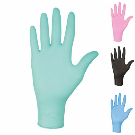 Boite de 100 gants en nitrile jetables - non poudrés - Taille L - Vert - Vivezen