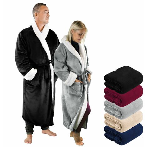 Peignoir, robe de chambre polaire mixte, Utra Douce - L/XL - Noir - Vivezen