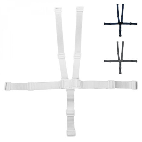 Lot de 2 harnais de sécurité 5 points pour chaise haute enfant - Gamme Ptit - Blanc - Monsieur Bébé