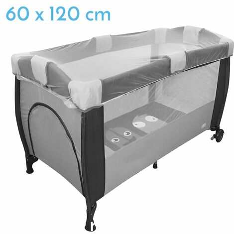 Lot de 2 moustiquaires universelles pour lit bébé 60 x 120 cm - Blanc transparent - Monsieur Bébé (1/3)