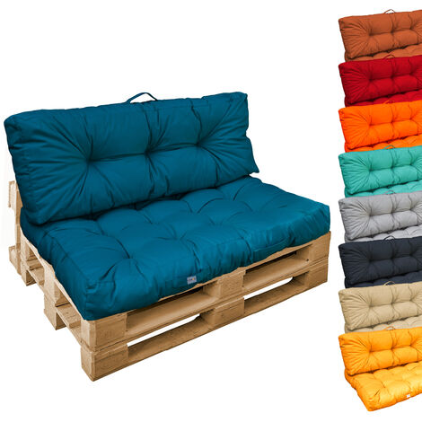 Linxor – Kit de coussins palette capitonnés 120x80cm – Tissu oxford 100% polyester – Épaisseur mousse 20cm – Certifié OEKO-TEX®