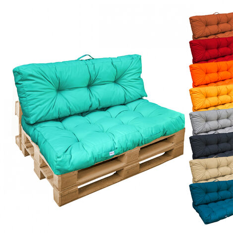 Linxor – Kit de coussins capitonnés pour palette – Tissu oxford 100% polyester – Épaisseur mousse 20 cm – Résistant à l'eau et aux taches