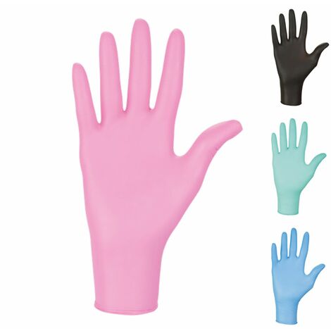 Lot de 2 boites de 100 gants en nitrile jetables - non poudrés - Taille L - Rose - Vivezen