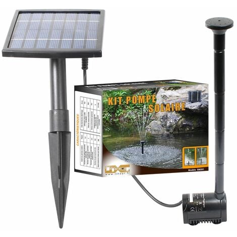 Pompe à eau solaire pour fontaine, bassin ou jardin... avec câble de 5m - Linxor - Noir