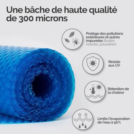 Bâche à bulles 4 m x 3 m pour piscine - 300 microns - Bleu - Linxor