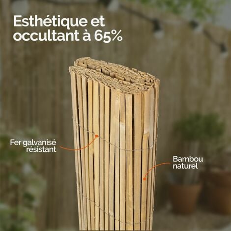 Canisse, brise vue occultant en bambou refendu - 2 x 5 m - Linxor