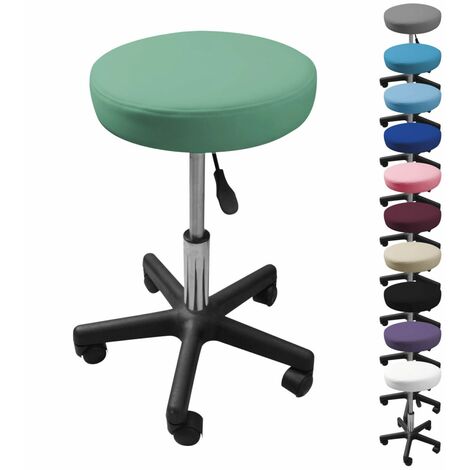 Tabouret d'atelier rond à roulettes réglable en hauteur de 43.5 à 60.5 cm et pivotable à 360° - Vert pastel - Vivezen (1/5)