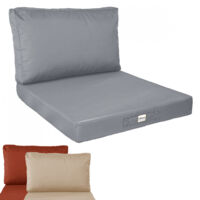 Linxor – Kit de coussins déhoussables pour salon de jardin – 60 x 60 cm – Polyester Oxford 180 gr/m² – Dossier en flocons de mousse – Déperlant