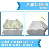 Table A Langer Avec Baignoire Et Rangements Vert Monsieur Bebe