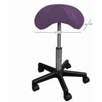 Tabouret ergonomique, selle de cheval à roulettes réglable en hauteur de 50 à 70 cm et pivotable à 360° - Violet - Vivezen