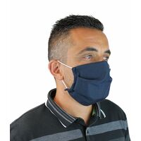 Masque de protection visage lavable, réutilisable 3 couches en tissu - Bleu marine - Vivezen - Bleu