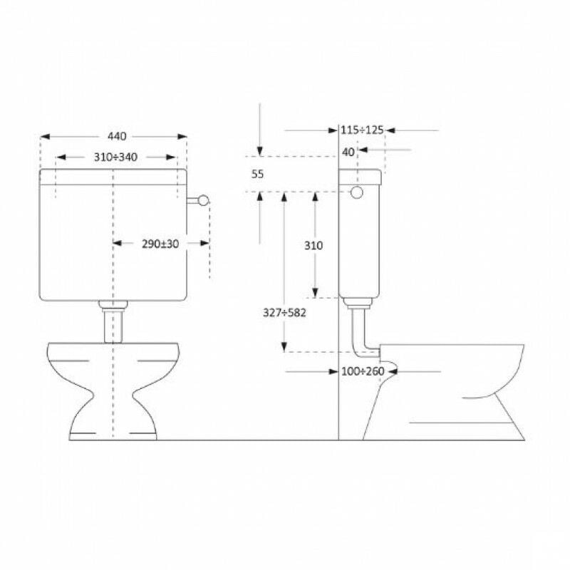 Réservoir de chasse d'eau pour WC à dos Pratika Negrari Réservoir