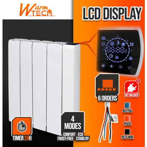 Warm Tech Radiateur Warm Tech – Radiateur à inertie céramique 1000W – Thermostat digital ...