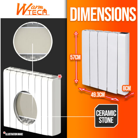 Warm Tech Radiateur Warm Tech – Radiateur à inertie céramique 1000W – Thermostat digital ...