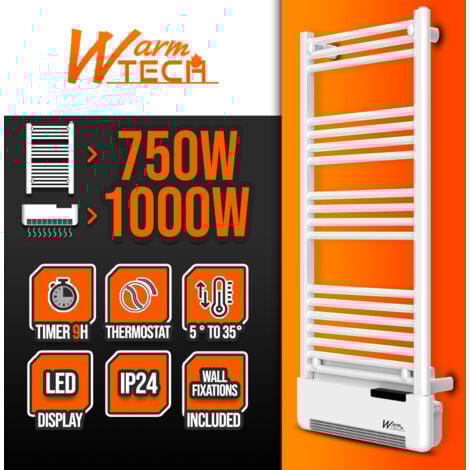 Radiateur sèche serviettes avec fluide 750W + soufflerie 1000W - Warm Tech