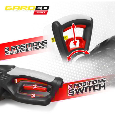 Taille-haies électrique 600W avec lame 55 cm - Coupe 20 mm - Poignée rotative - Gardeo Pro