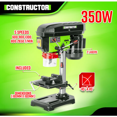 Perceuse à Colonne AREBOS 500W - Laser D'alignement - 5 Vitesses - Capacité 13mm - Neuf