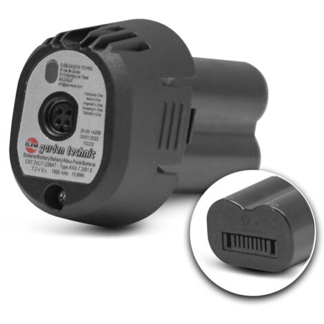 Elem Garden Technic – Batterie lithium 7.2V 1500mAh pour sécateurs rechargeables – Technologie avancée pour coupe précise – Compatible Elem Garden CS7.2VLIT-23