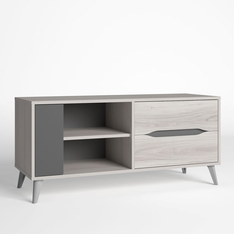 Mueble Tv Vs ventastock orly 113x40x52 cm aglomerado y gris nayla color roble claro 1 2