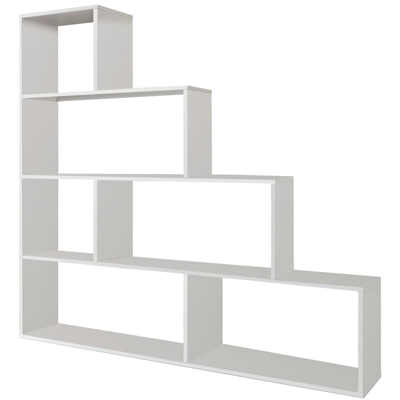 Estantería Librería Jaén Color Blanco Brillo 6 Huecos, para Salón o Comedor, 145 x 29 x 145 cm