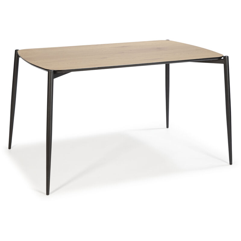 Mesa Rectangular de Comedor Luna Color Madera con Patas Negro Mate metálicas, 120 x 80 x 75 cm