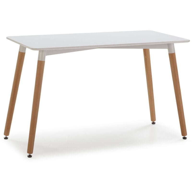 Mesa de comerdor Aroa Blanco, Patas de Madera de Haya, 120x60 cm