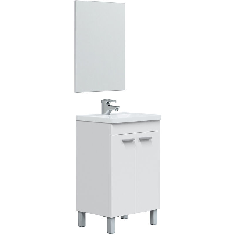 Mueble de baño Levis 2 puertas con espejo, sin lavabo, Color Blanco brillo