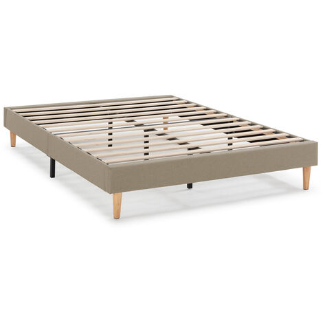 Base tapizada Aura 140x200 cm Color Beige, 30 cm Altura
