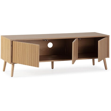 Mueble tv Lluvia 3 puertas color roble, 130 cm largo