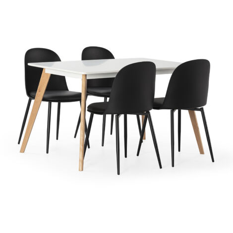 Juego de mesa 120x80 cm y 4 sillas de comedor Kana color Negro