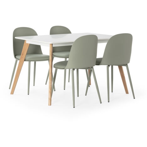 Juego de mesa 120x80 cm y 4 sillas de comedor Kana color Verde