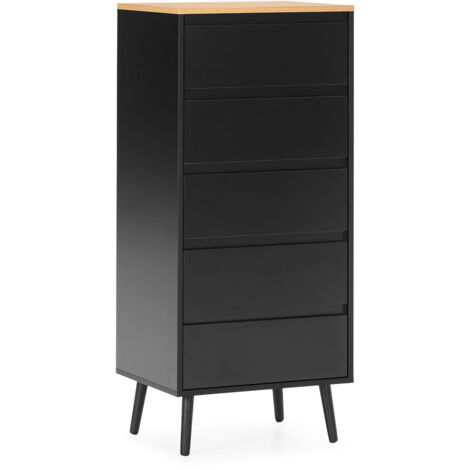 Cómoda alta Desi 5 cajones color Negro