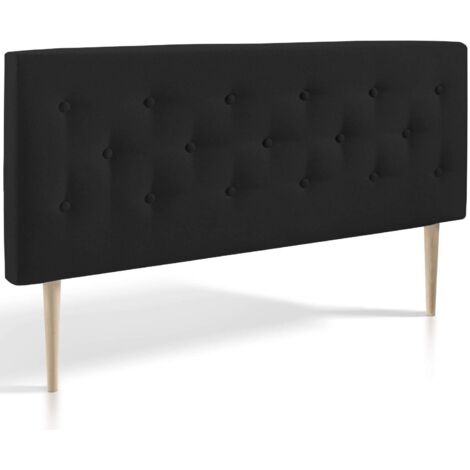Cabecero Tapizado ZEUS 140x100. Capitone En Tela Antracita. Para Cama De 135. Grosor De 8 Cm