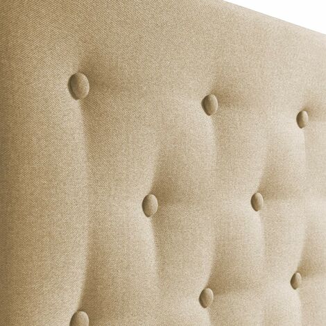 Cabecero Tapizado ZEUS 140x100. Capitone En Tela Beige Tostado. Para Cama De 135. Grosor De 8 Cm