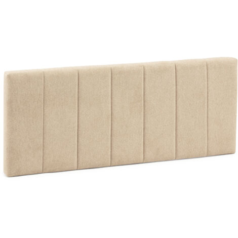Cabecero tapizado MALMO 140x60 cm Color Beige. para Cama 135. Acolchado con Espuma. Bordado Vertical. 8 cm de Grosor. Incluye herrajes para Colgar