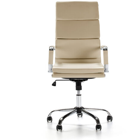Sillón de Oficina Morgan reclinable Taupe, Piel sintética, Altura Ajustable, Diseño ergonómico