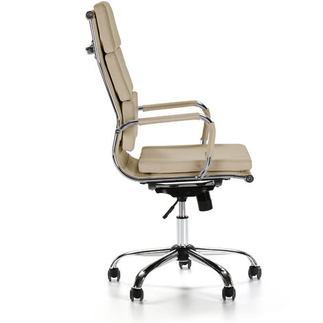 Sillón de Oficina Morgan reclinable Taupe, Piel sintética, Altura Ajustable, Diseño ergonómico