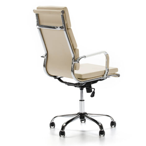 Sillón de Oficina Morgan reclinable Taupe, Piel sintética, Altura Ajustable, Diseño ergonómico