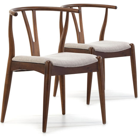 Pack 2 sillas Rustic Color Nogal, Madera Maciza, 55 cm (Largo) 54,5 cm (Profundo) 76 cm (Alto)
