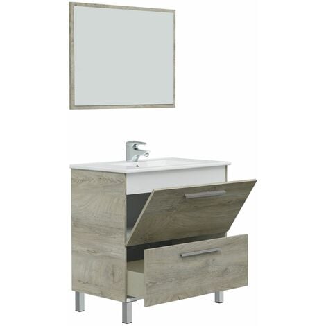 Mueble de baño Devin 3 cajones con espejo, sin lavabo, Color Nordik