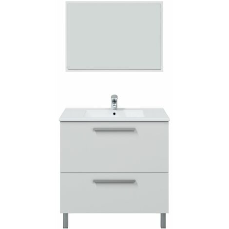 Mueble baño axel 2c 80cm color blanco brillo con espejo, sin