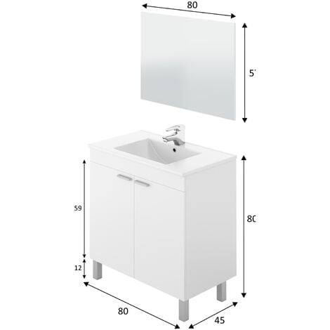 Mueble de baño Levis 2 puertas con espejo, sin lavabo, Color Alaska