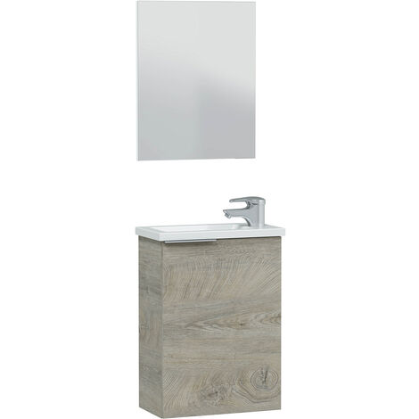Mueble de baño Elsa 1 puerta, espejo y con lavabo, Color Alaska (1/5)