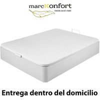 Canape Abatible 150x190 De Gran Capacidad Con Esquinas Redondeadas En Madera. Base Tapizada 3d Transpirable Color Blanco