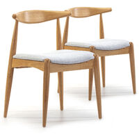 Pack 2 sillas Corzo Color Roble, Madera Maciza, 52,5 cm (Largo) 50 cm (Profundo) 74,5 cm (Alto)