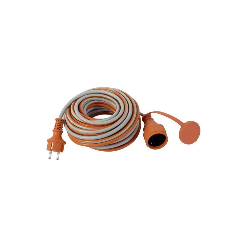 Prolunga 25m H05VV-F, 3 x 1,5mm² spina 16 A, presa Schuko arancione BTICINO