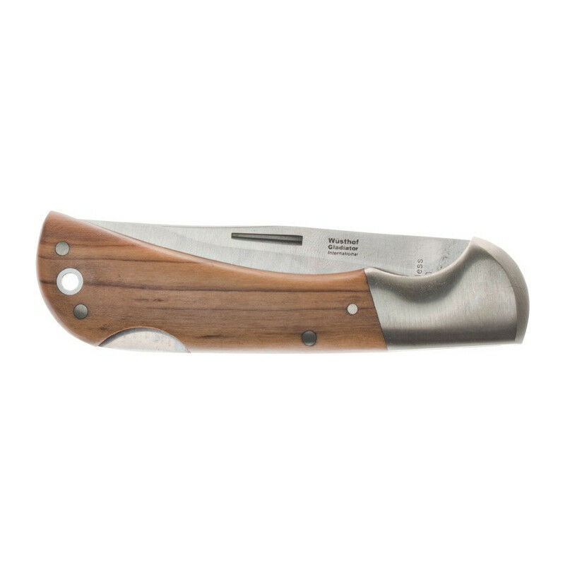 Coltello tascabile, manico 110mm, lunghezza 90mm, aperto 200mm, bossolo  antiruggine, legno d'ulivo.