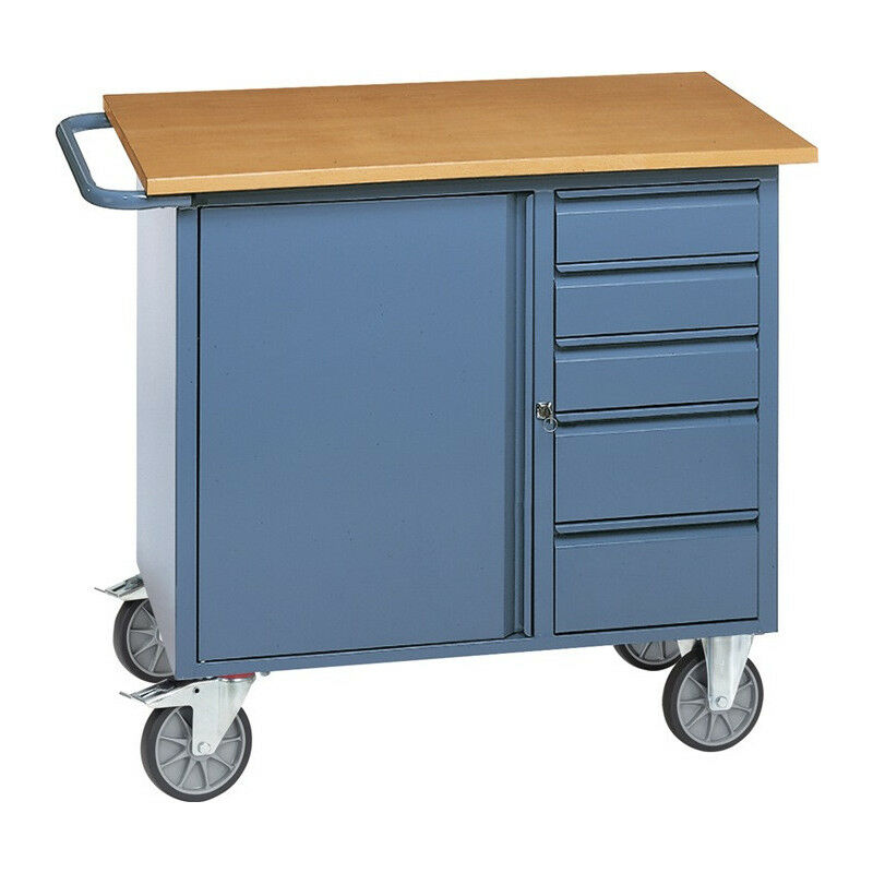 HomCom Carrello Porta Attrezzi Carrello Porta Utensili Attrezzatura con  Cassettiera, azzurro, 61.5x33x85cm