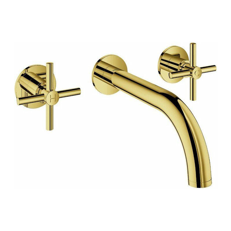 Rubinetto Lavabo MIscelatore Bagno 3 Fori, Oro Lucido 