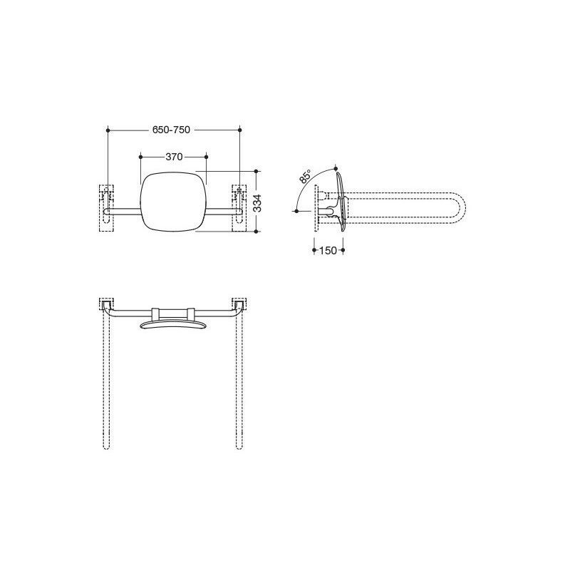 Supporto posteriore. WA 150mm SK-maniglia-montaggio Rock grigio